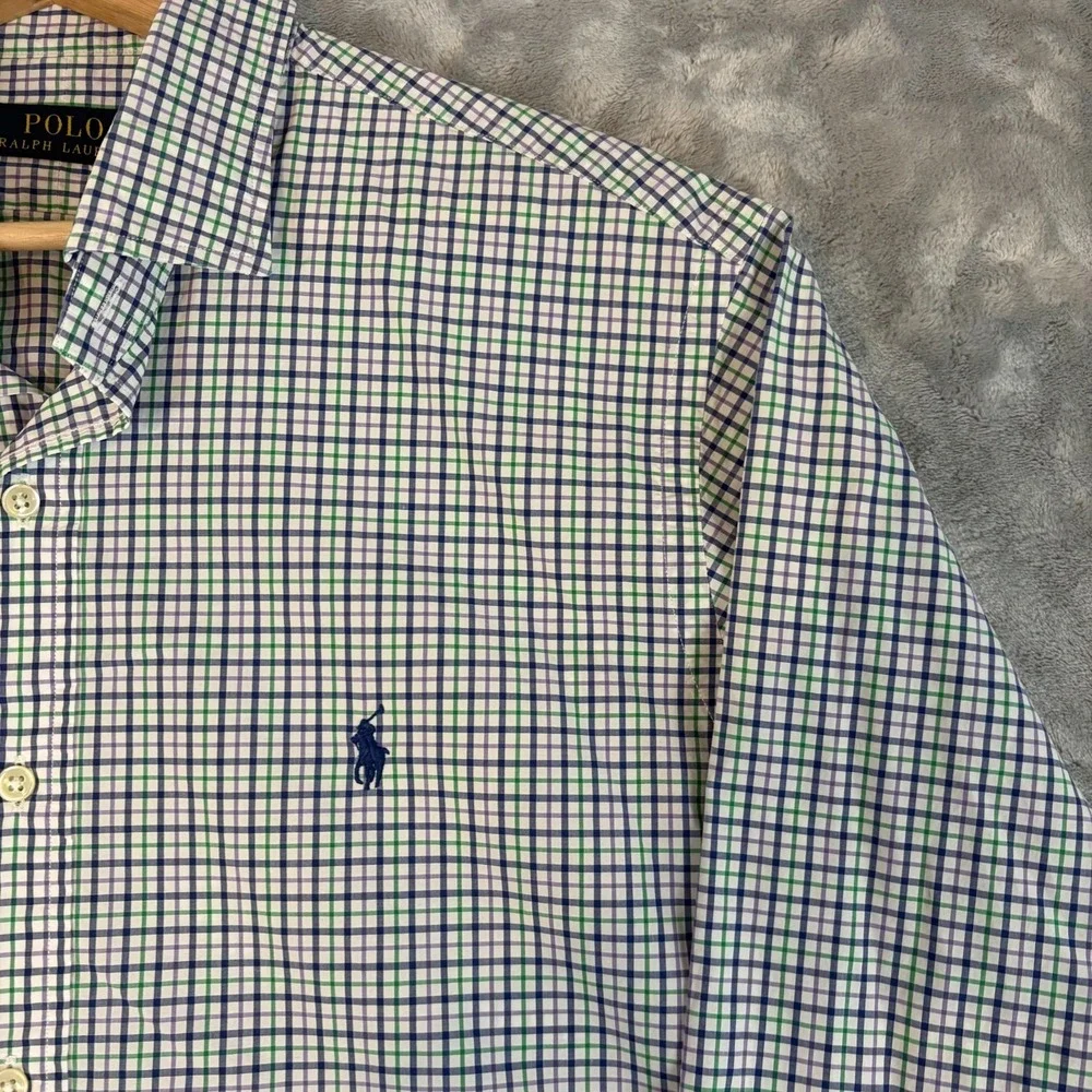 Polo Ralph Lauren Shirt Button Up Mens Large Classic Fit Check Plaid